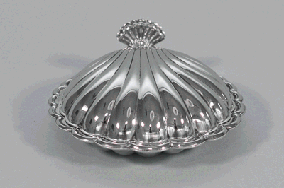 Kaviarschale in Muschelform versilbert